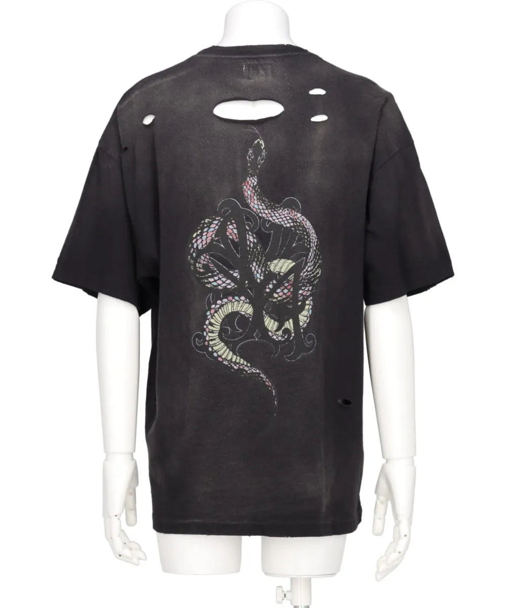 "KMY-SNAKE" DISTRESSED TEE