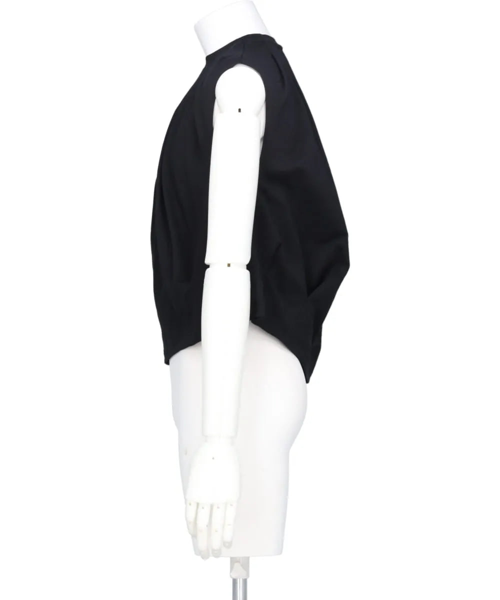 IRREGULAR PLEATEDSLEEVELESS T-SHIRT