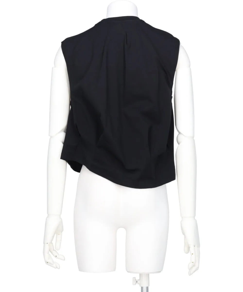 IRREGULAR PLEATEDSLEEVELESS T-SHIRT