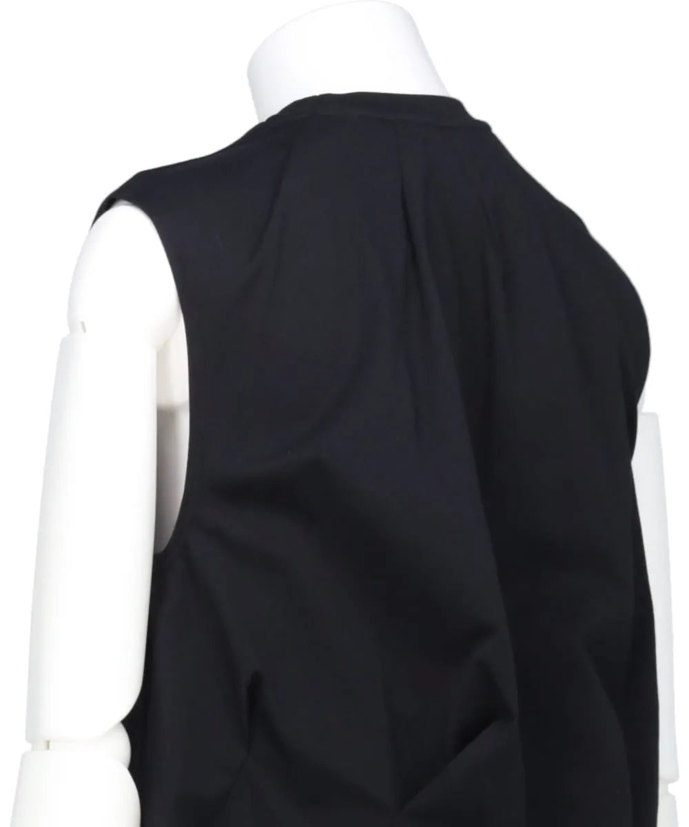 IRREGULAR PLEATEDSLEEVELESS T-SHIRT