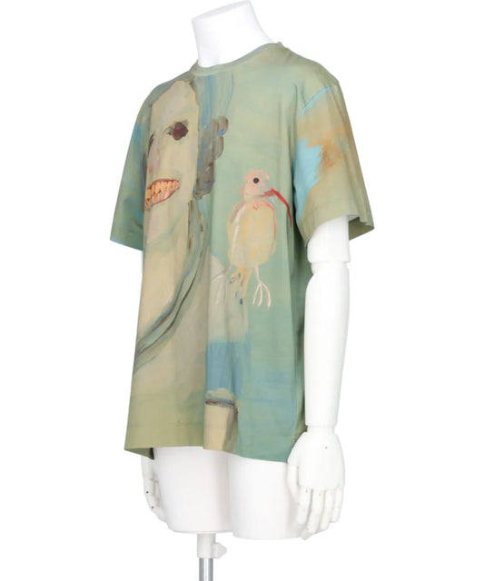 LADY WITH A BIRD PRINT SHORT SLEEVE T-SHIRT