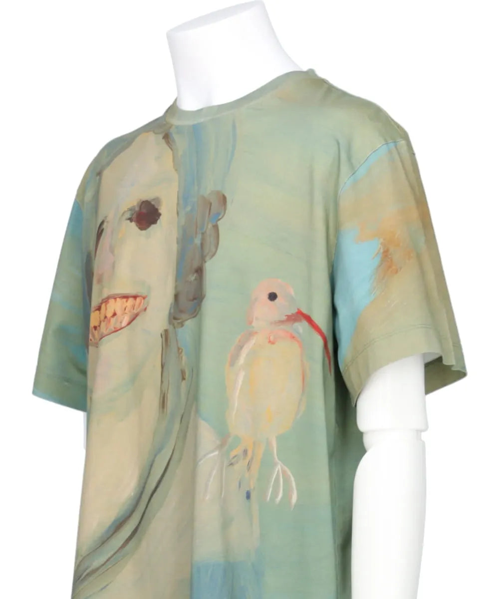 LADY WITH A BIRD PRINT SHORT SLEEVE T-SHIRT