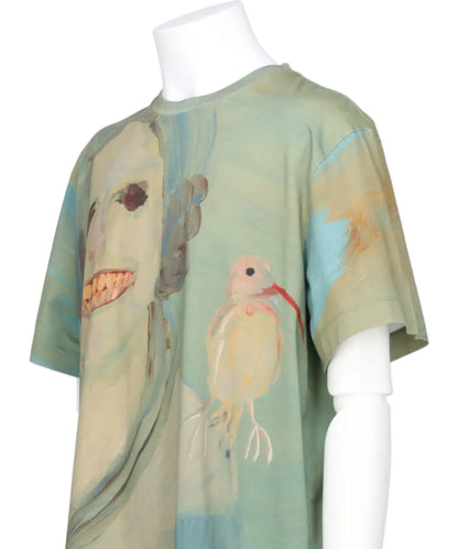 LADY WITH A BIRD PRINT SHORT SLEEVE T-SHIRT