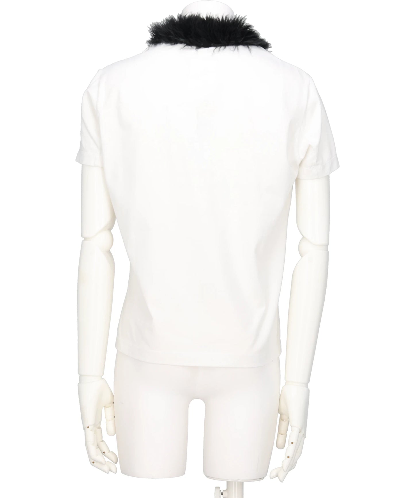 FURRY COLLAR ZIP-UP T-SHIRT