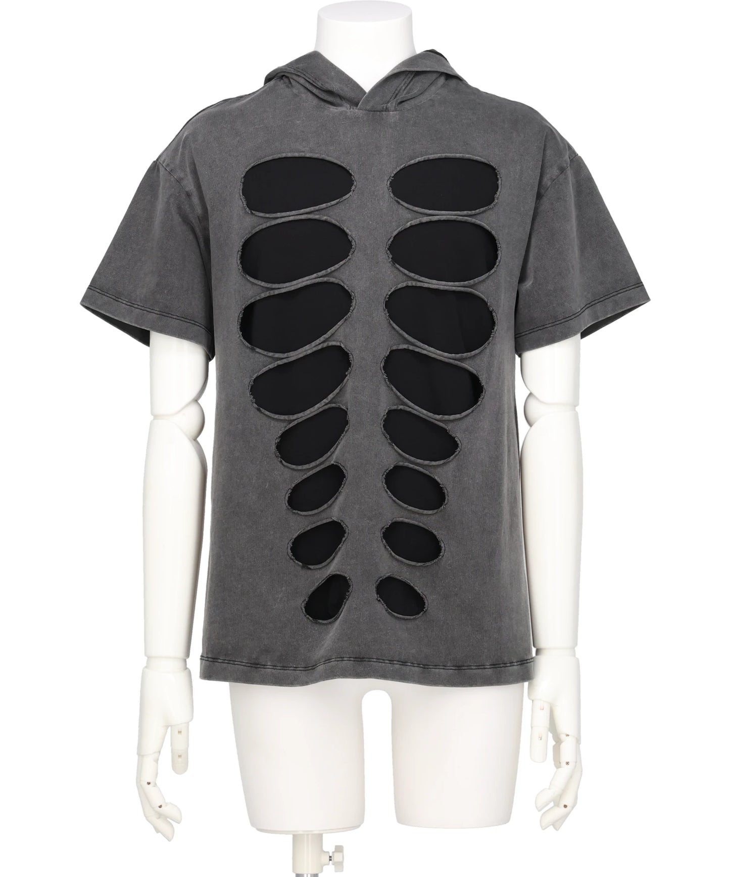AVAVAV(アヴァヴァヴ)HOODED T-SHIRT CUT-OUT WASHED GREY