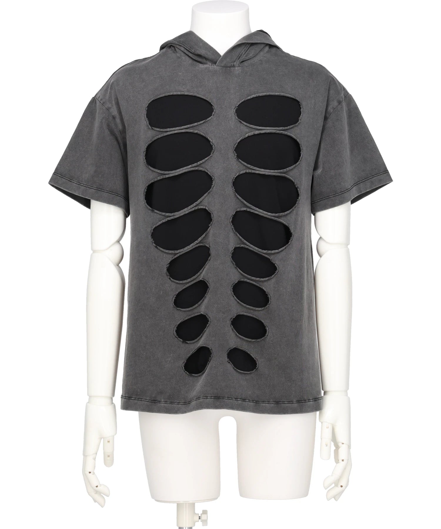 AVAVAV(アヴァヴァヴ)HOODED T-SHIRT CUT-OUT WASHED GREY