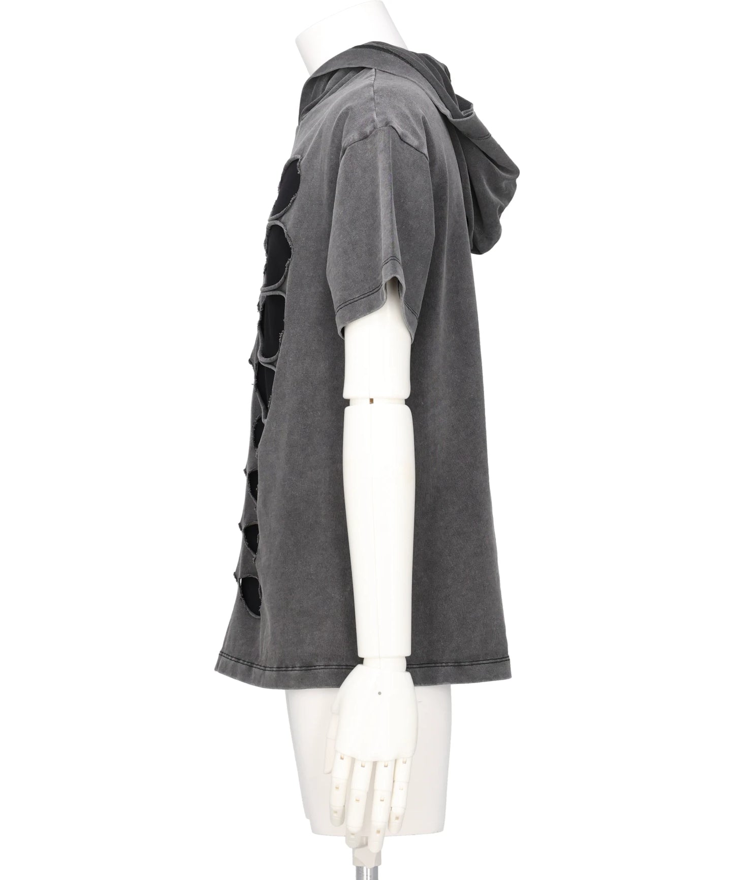 HOODED T-SHIRT CUT-OUT WASHED GREY