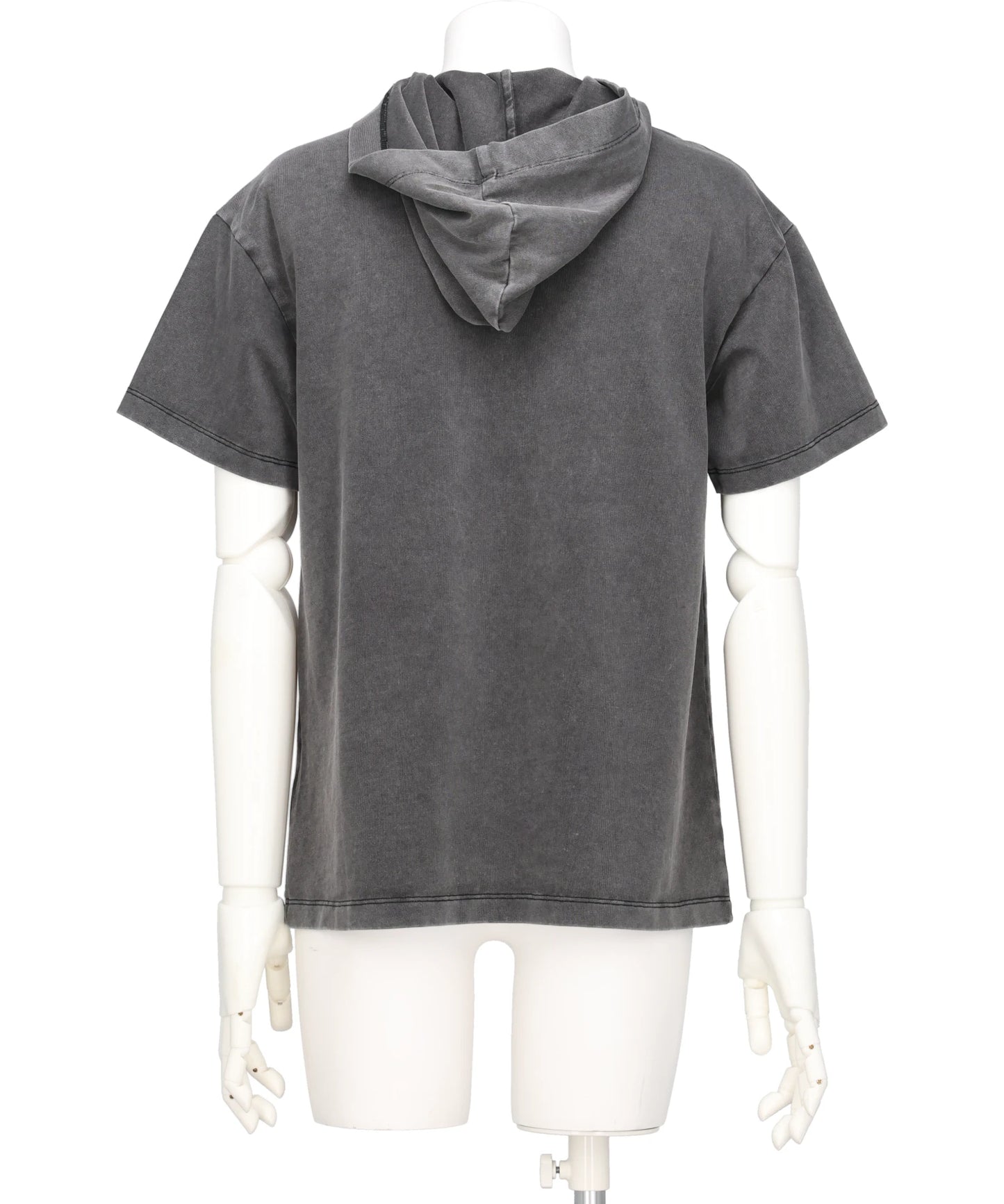 HOODED T-SHIRT CUT-OUT WASHED GREY