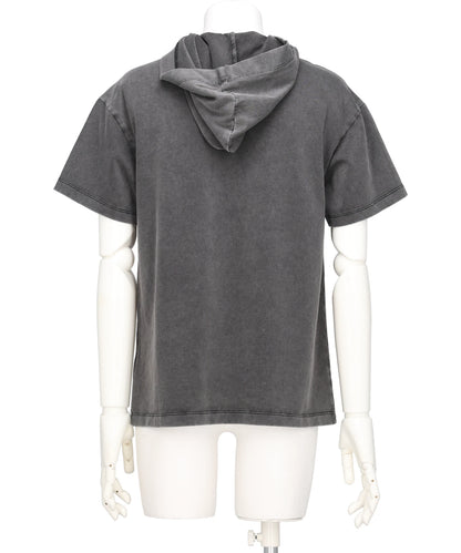 HOODED T-SHIRT CUT-OUT WASHED GREY