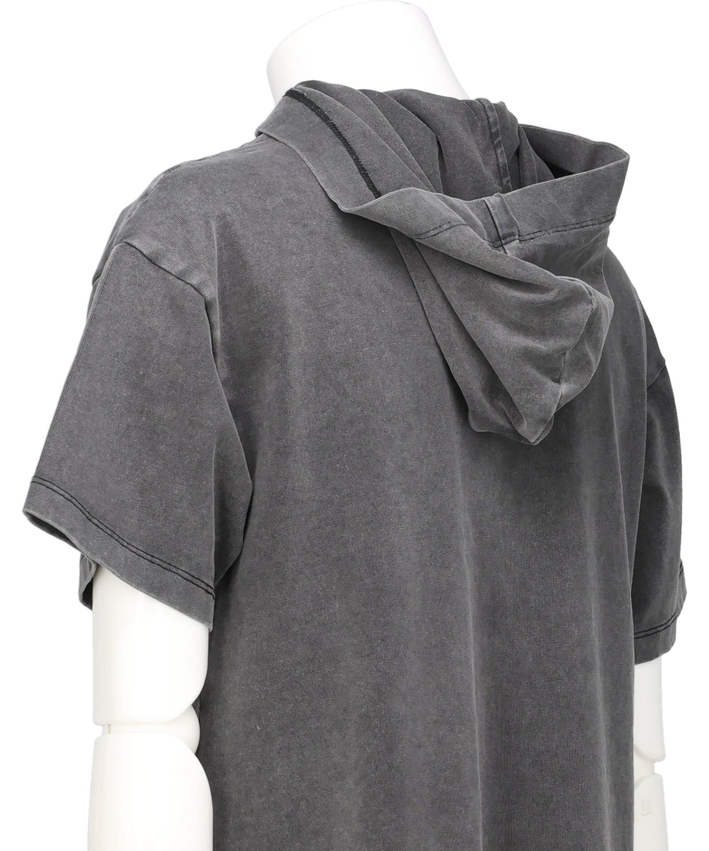 HOODED T-SHIRT CUT-OUT WASHED GREY
