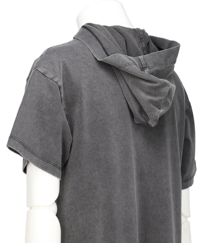 HOODED T-SHIRT CUT-OUT WASHED GREY