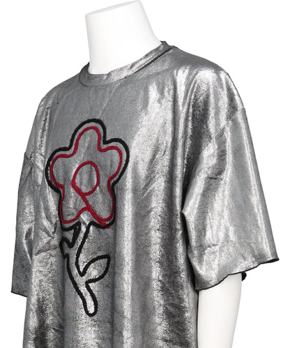 FLOWER CORD EMBROIDERY VELOUR TEE