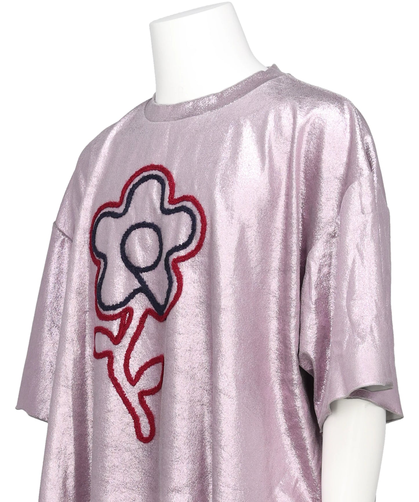 FLOWER CORD EMBROIDERY VELOUR TEE