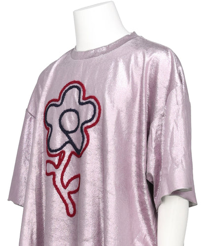 FLOWER CORD EMBROIDERY VELOUR TEE
