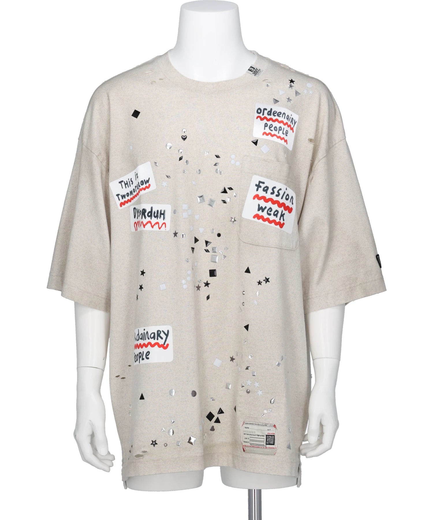 Maison MIHARA YASUHIRO メゾンミハラヤスヒロ A16TS592 EMBELLISHED STICKER TEE