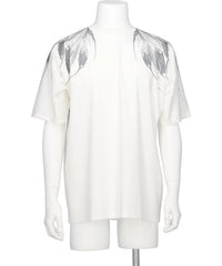 COTTON JERSEY FEATHER PRINT TEE