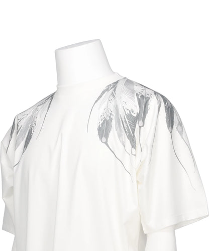 COTTON JERSEY FEATHER PRINT TEE