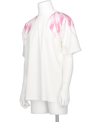 COTTON JERSEY FEATHER PRINT TEE