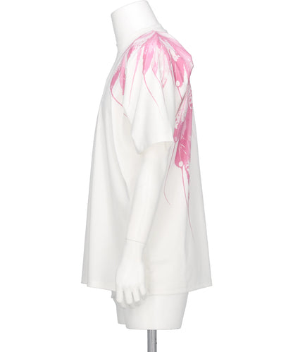 COTTON JERSEY FEATHER PRINT TEE