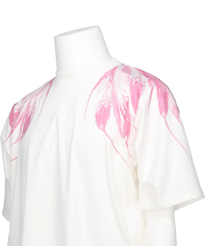 COTTON JERSEY FEATHER PRINT TEE