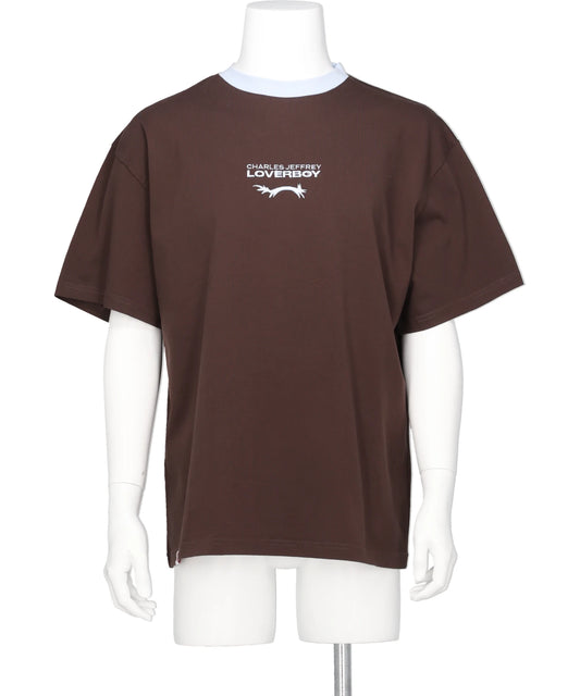 LOGO TEE- BROWN+LIGHT BLUE BRW