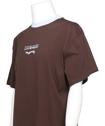 LOGO TEE- BROWN+LIGHT BLUE BRW