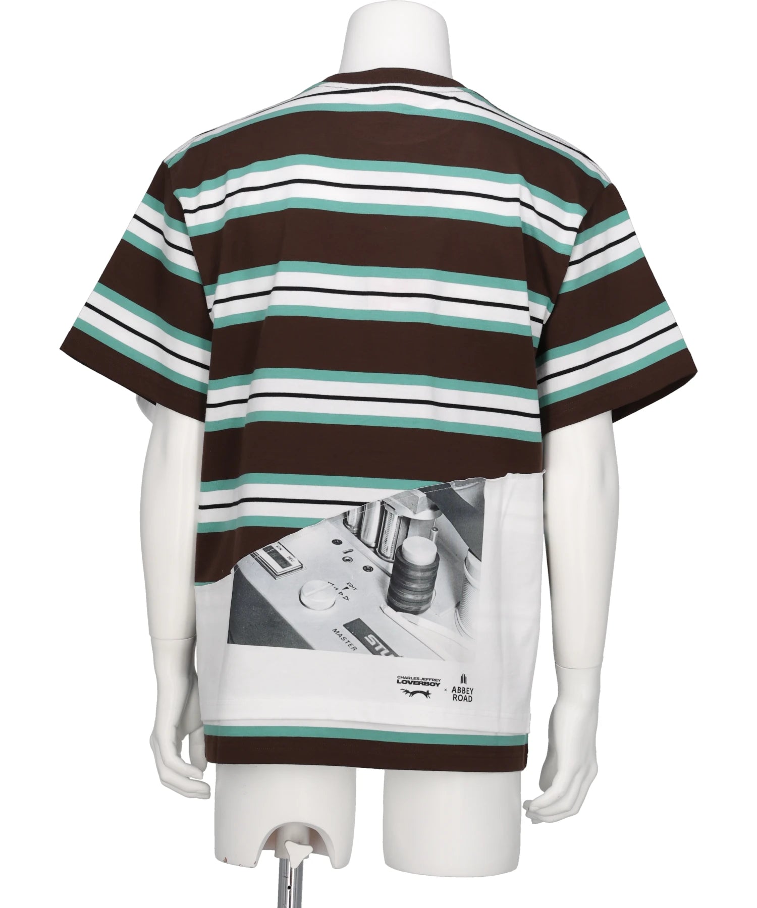 Charles Jeffrey LOVERBOY ABBEY ROAD DOUBLE TEE- BROWN STRIPE+WHITE