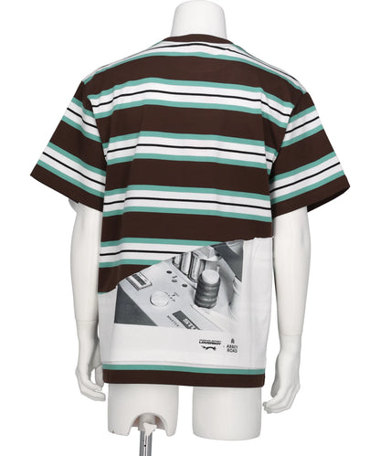 ABBEY ROAD DOUBLE TEE- BROWN STRIPE+WHITE BRW