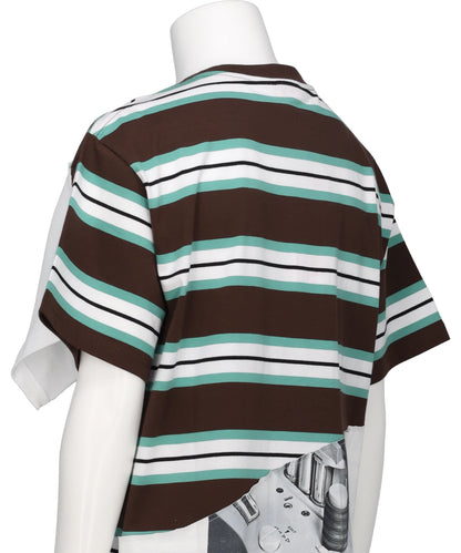 ABBEY ROAD DOUBLE TEE- BROWN STRIPE+WHITE BRW
