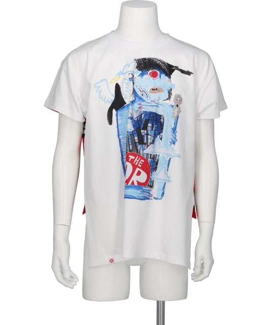 Charles Jeffrey LOVERBOY BUM REVEAL TEE- WHITE+RED STRIPE WHT