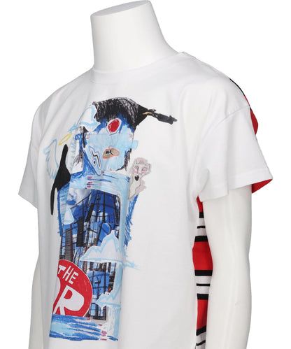 BUM REVEAL TEE- WHITE+RED STRIPE WHT