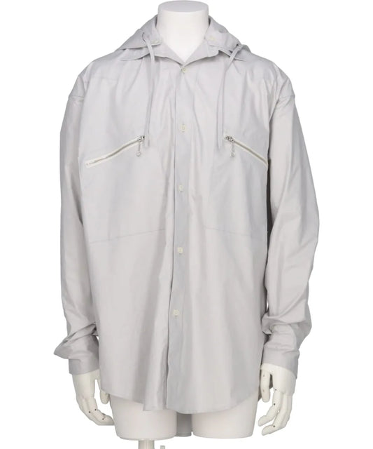 2PKT OVERSIZED WAXED HOODIE SHIRT