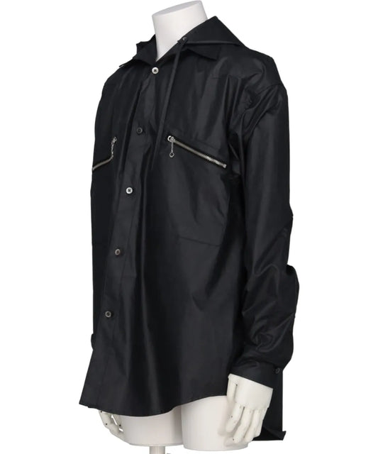 2PKT OVERSIZED WAXED HOODIE SHIRT