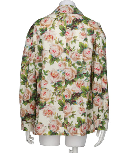 PRINTED MULTI POCKET SNAP SHIRT W/ DAISY EMB