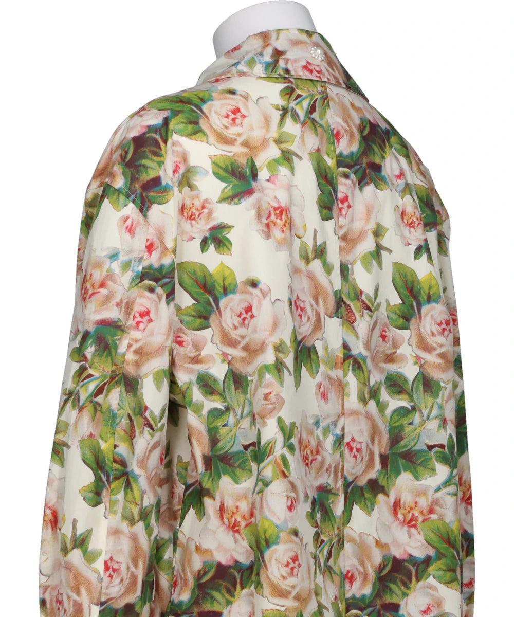 PRINTED MULTI POCKET SNAP SHIRT W/ DAISY EMB