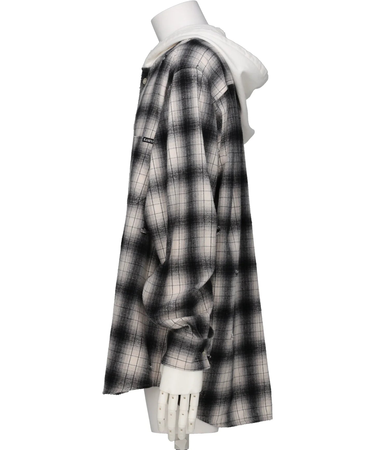 DISTRESSED HOODED CHECKED SHIRT
