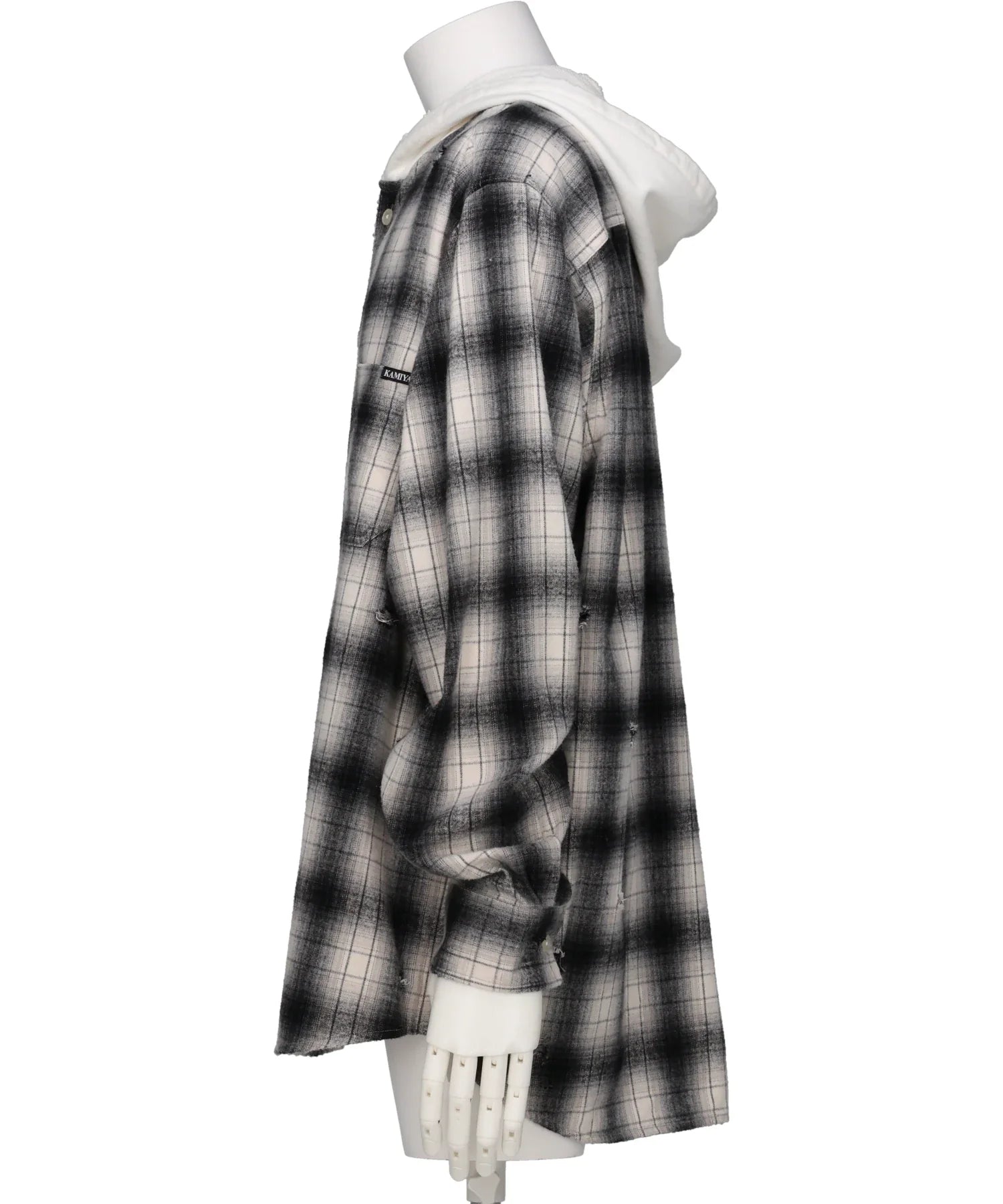 ホシミヤ KAMIYA(カミヤ)DISTRESSED HOODED CHECKED SHIRT – MIDWEST