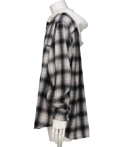 DISTRESSED HOODED CHECKED SHIRT