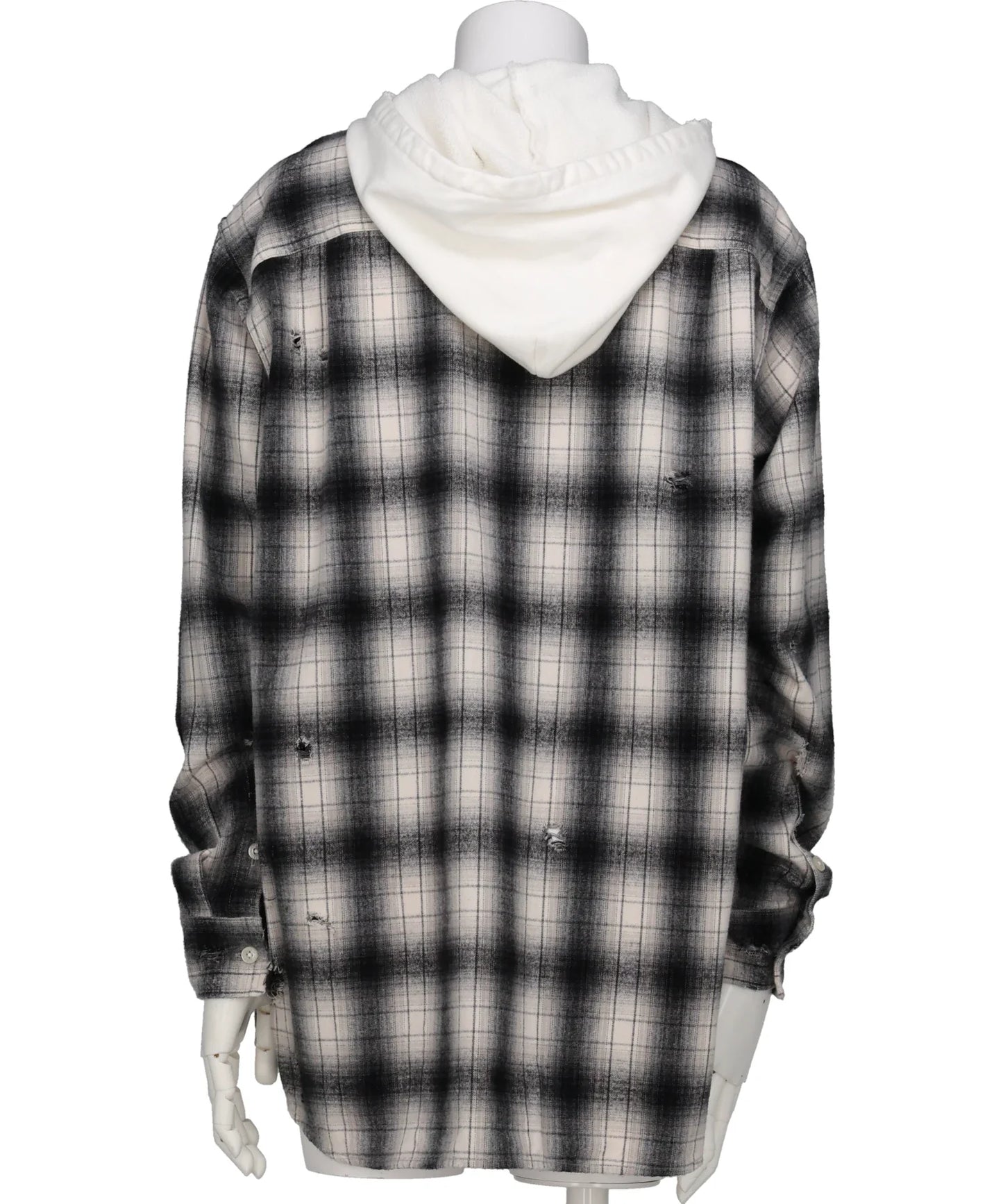 DISTRESSED HOODED CHECKED SHIRT