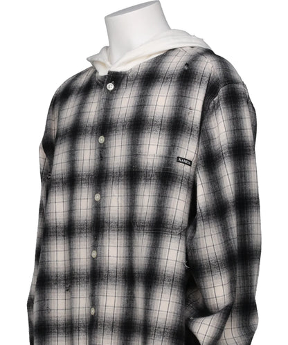 DISTRESSED HOODED CHECKED SHIRT