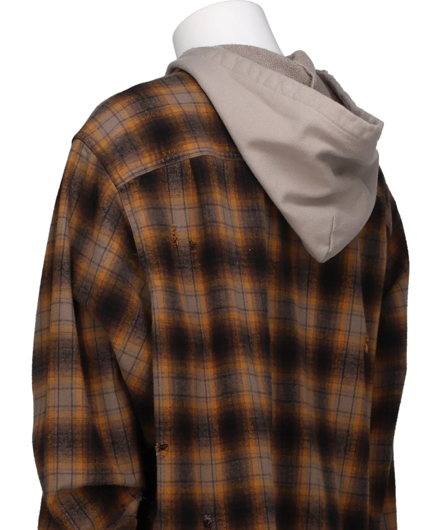 DISTRESSED HOODED CHECKED SHIRT