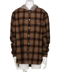 KAMIYA(カミヤ)DISTRESSED HOODED CHECKED SHIRT