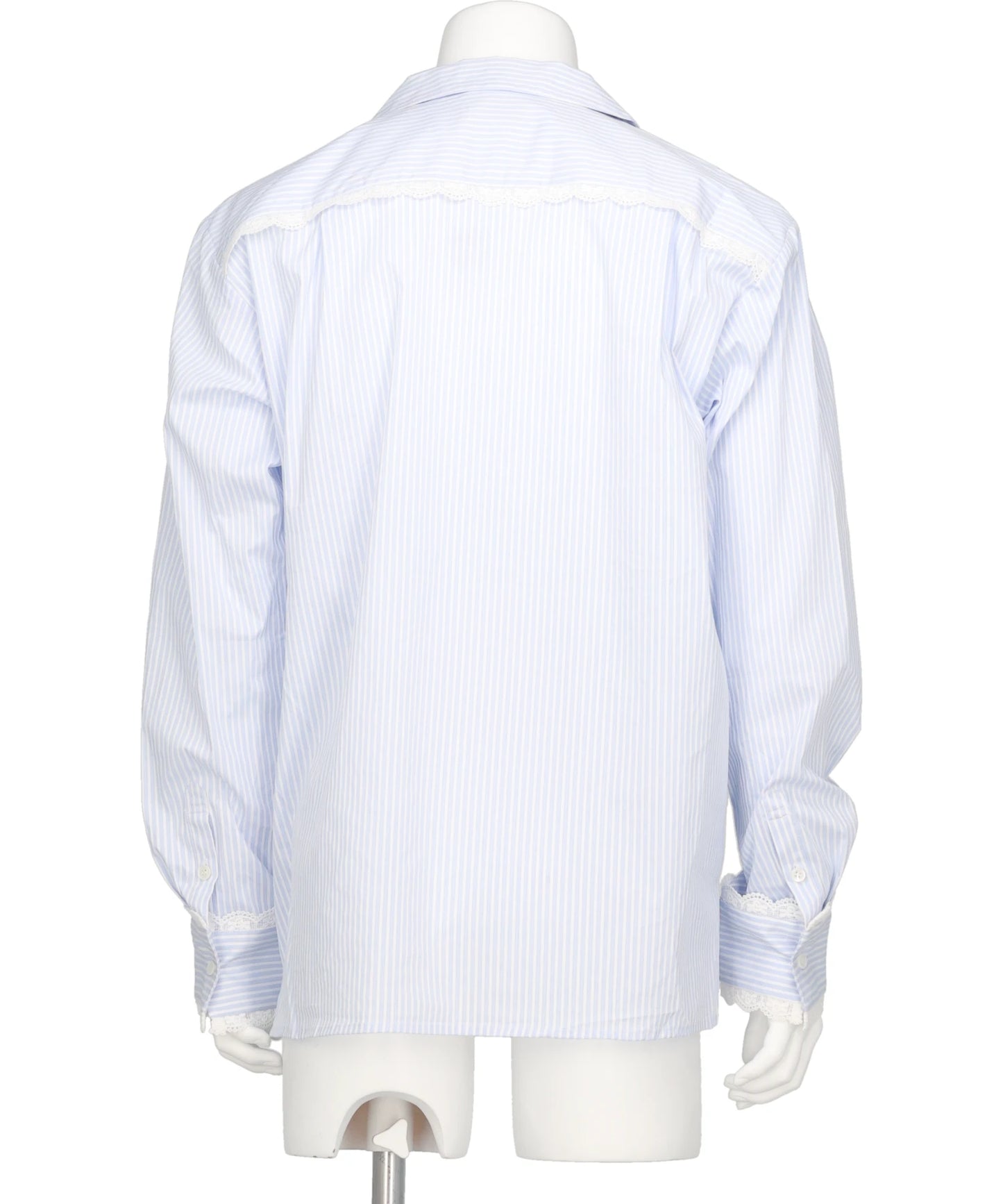 LACE TRIMMED OPEN COLLAR SHIRT