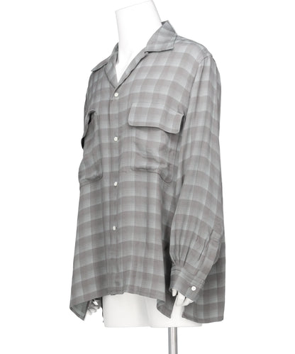 JACQARD PLAID OPEN COLLAR SHIRT