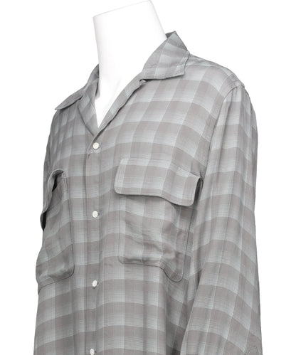 JACQARD PLAID OPEN COLLAR SHIRT