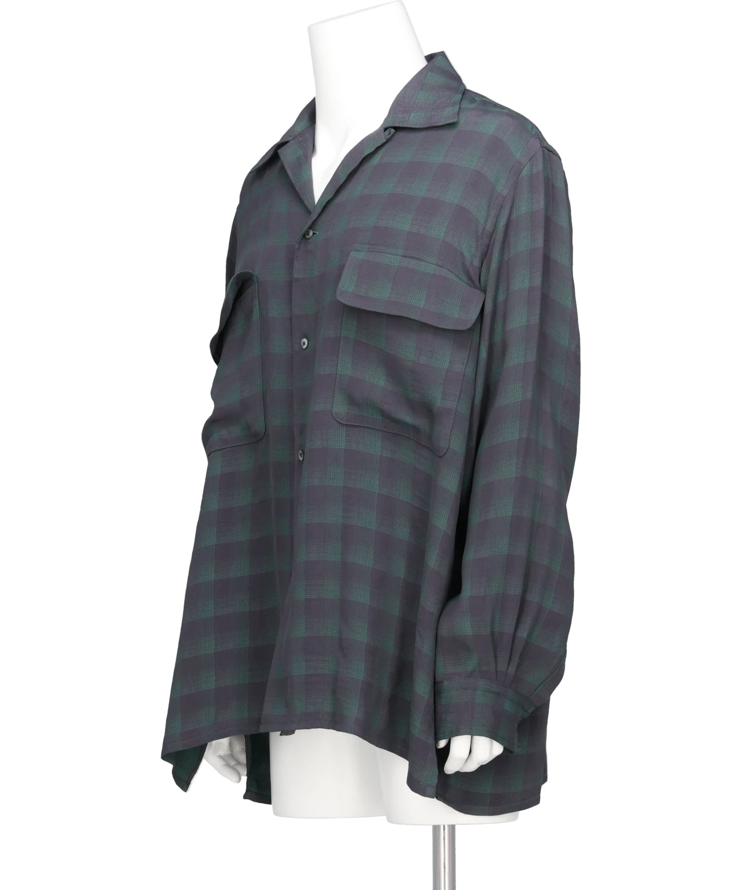 JACQARD PLAID OPEN COLLAR SHIRT