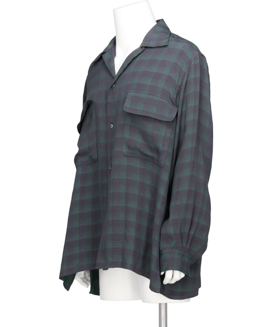JACQARD PLAID OPEN COLLAR SHIRT