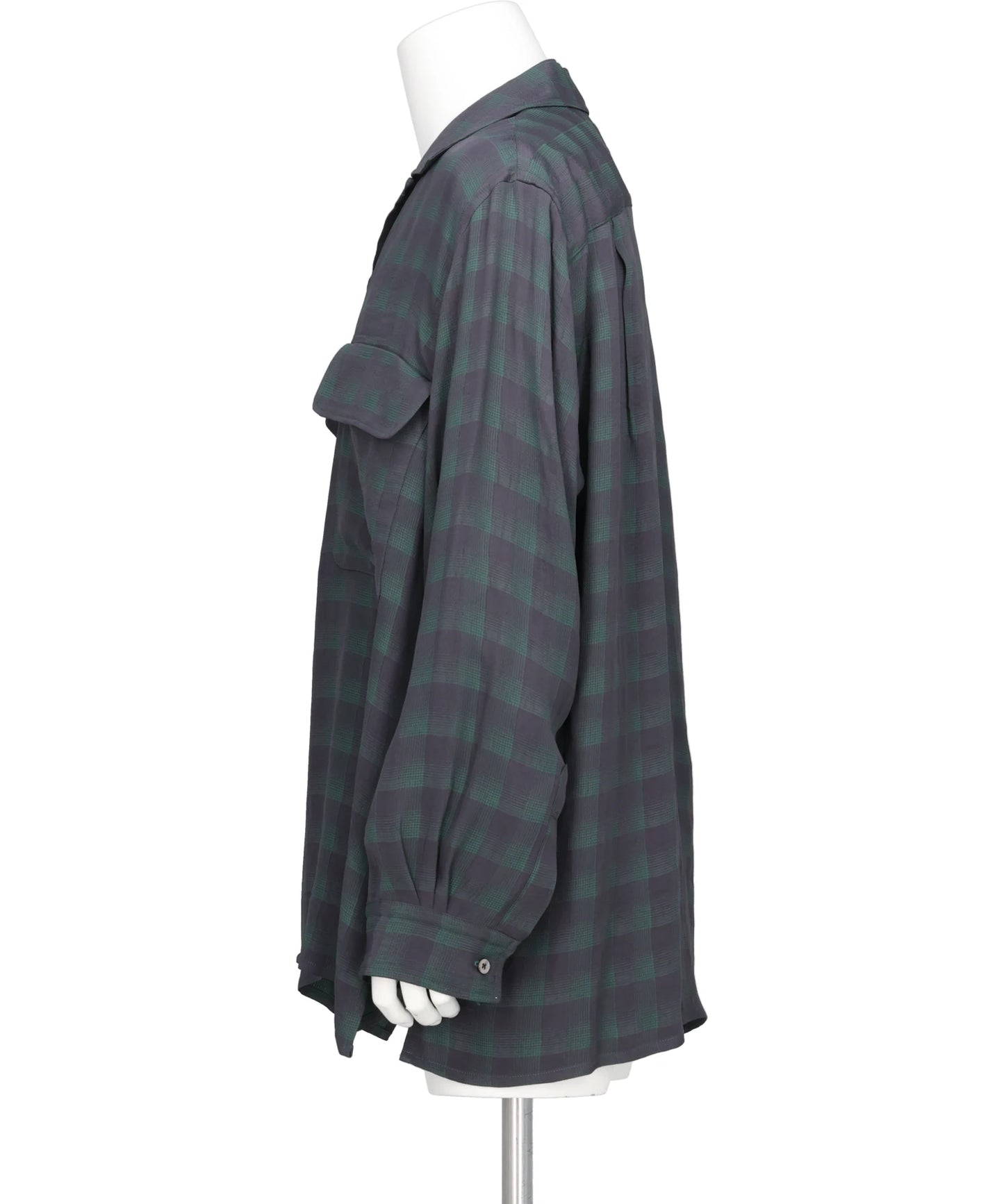 JACQARD PLAID OPEN COLLAR SHIRT