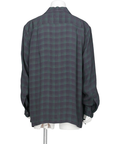 JACQARD PLAID OPEN COLLAR SHIRT