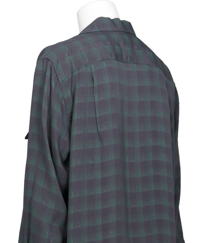 JACQARD PLAID OPEN COLLAR SHIRT